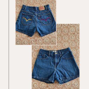 Rainbow Embroidered Lee Jean Shorts